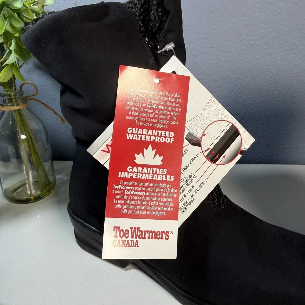 Toe Warmers Canada Women's Black Waterproof Winter Boots Size 6.5‎ S
